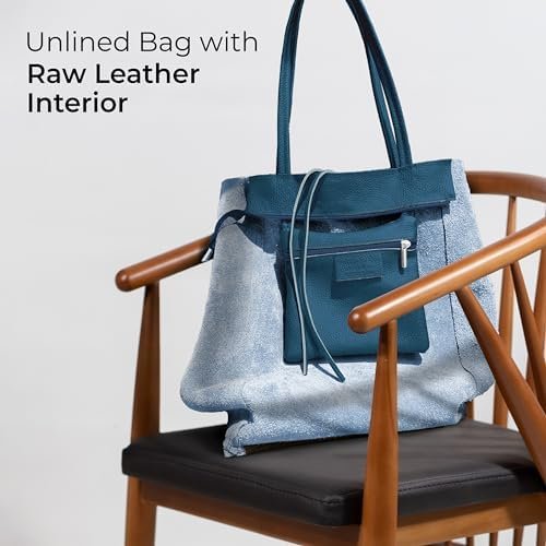 TAKEASY Large Leather Tote Bag for Women with Zipper - Genuine Soft Italian Leather Handbags for Shopping, Work, Travel - Image 5