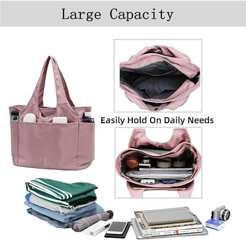 SOYMWIN Tote Bag for Women,Large Tote Bag with Compartments and Multiple Pockets,Quilted Shoulder Bag for Travel Work Sports - Image 2