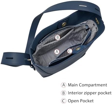 FOXLOVER Minimalism Leather Bucket Hobo Shoulder Bag for Women Small Lady Tote Handbag Purse - Image 4