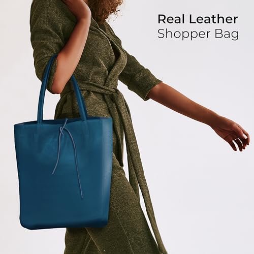 TAKEASY Large Leather Tote Bag for Women with Zipper - Genuine Soft Italian Leather Handbags for Shopping, Work, Travel - Image 6