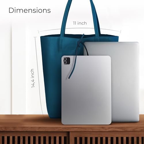 TAKEASY Large Leather Tote Bag for Women with Zipper - Genuine Soft Italian Leather Handbags for Shopping, Work, Travel - Image 2