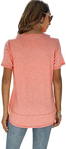 Summer Tops for Women Short Sleeve Crewneck Tshirts Side Split Loose Fit Tunic Shirts - Image 4
