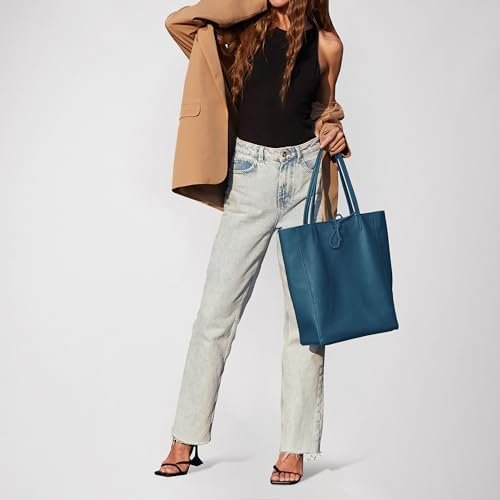 TAKEASY Large Leather Tote Bag for Women with Zipper - Genuine Soft Italian Leather Handbags for Shopping, Work, Travel - Image 8