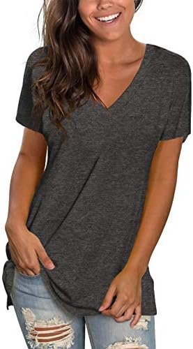 Sipaya Womens T Shirts Basic V Neck Tee Loose Fitting Casual Short Sleeve Tops