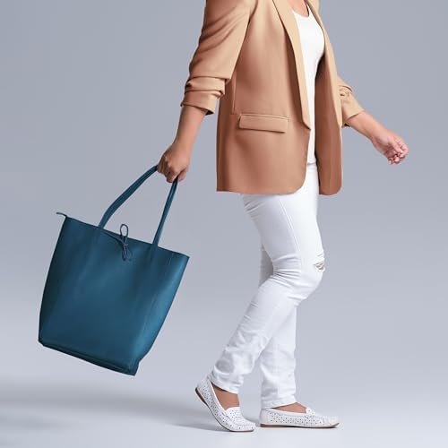 TAKEASY Large Leather Tote Bag for Women with Zipper - Genuine Soft Italian Leather Handbags for Shopping, Work, Travel - Image 7