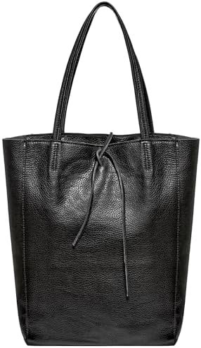 TAKEASY Large Leather Tote Bag for Women with Zipper - Genuine Soft Italian Leather Handbags for Shopping, Work, Travel