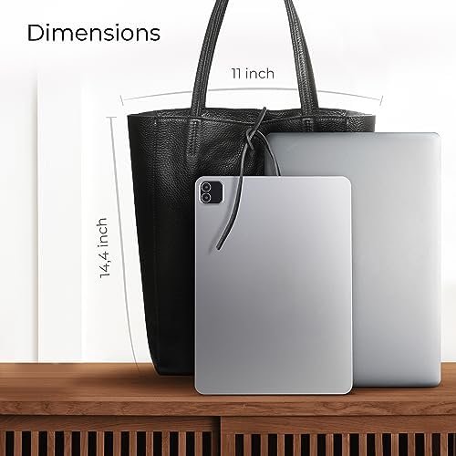 TAKEASY Large Leather Tote Bag for Women with Zipper - Genuine Soft Italian Leather Handbags for Shopping, Work, Travel - Image 2