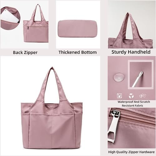 SOYMWIN Tote Bag for Women,Large Tote Bag with Compartments and Multiple Pockets,Quilted Shoulder Bag for Travel Work Sports - Image 4