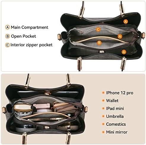 FOXLOVER Top-Handle Satchel Handbags for Women PVC Leather With Crossbody Strap Zipper Lightweight - Image 3