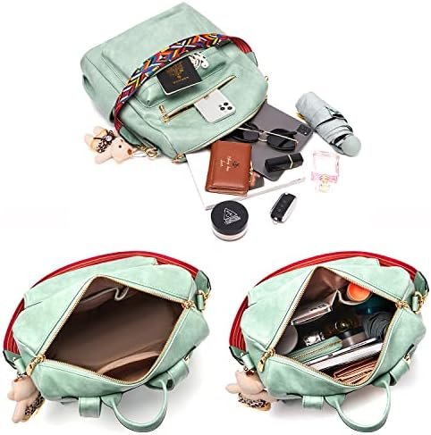Soperwillton Women Backpack Purse Multipurpose Design Handbags Shoulder Bag PU Leather Travel bag Backpack Set 2pcs - Image 6