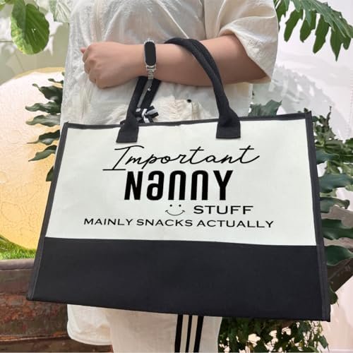 SUSZDOU Important Nanny Bag, Nanny Stuff Tote Bag, Canvas Beach Bag, Canvas Tote Bag for Women, Cotton Canvas Bag Gift for Nanny, Mother's Day Gift for Her Grandma Nanny, Funny Gifts for Nanny - Image 7