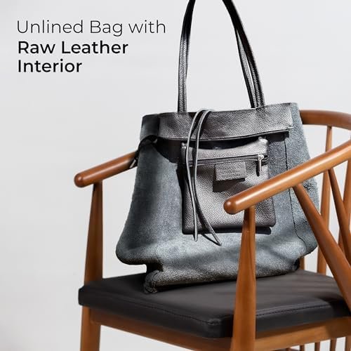 TAKEASY Large Leather Tote Bag for Women with Zipper - Genuine Soft Italian Leather Handbags for Shopping, Work, Travel - Image 5