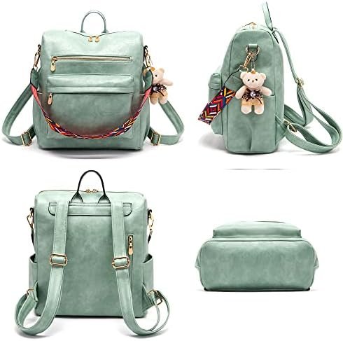 Soperwillton Women Backpack Purse Multipurpose Design Handbags Shoulder Bag PU Leather Travel bag Backpack Set 2pcs - Image 2