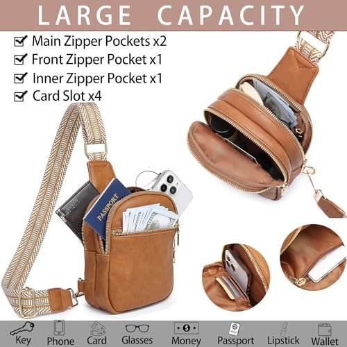 Small Crossbody Sling Bag for Women Leather Fanny Pack Cross body Purse Chest Bag for Women for Gifts - Image 2