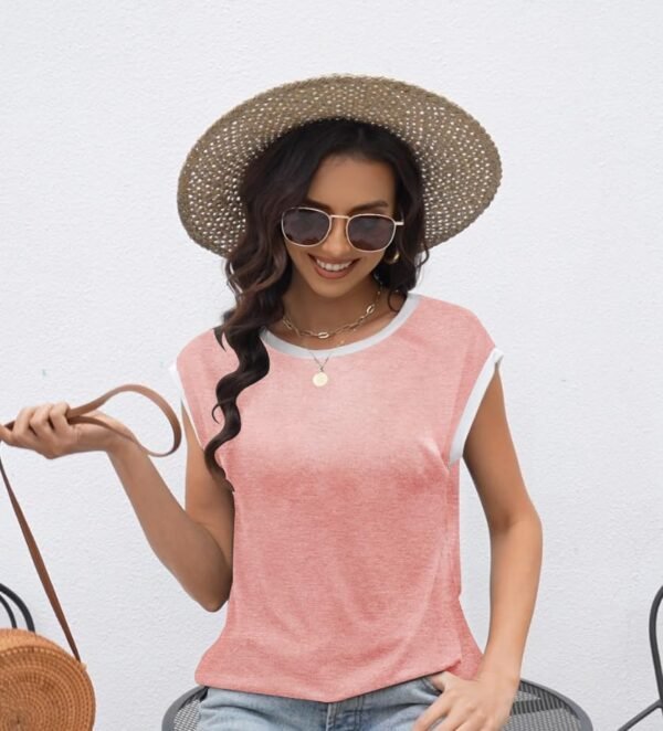 Womens Cap Sleeve Tank Tops 2024 Sleeveless Shirts Loose Fit Cute Graphic Tees Funny Short Sleeve T Shirts Blouses - Image 5
