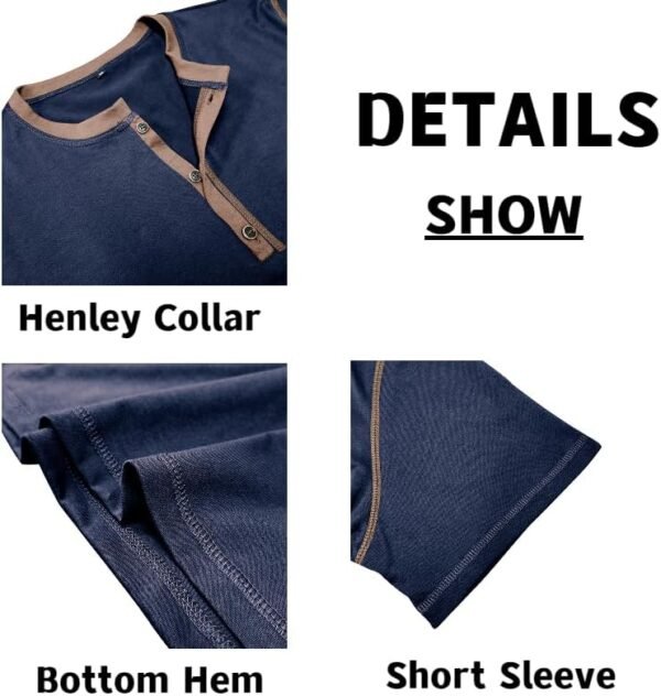Men's Casual Henley Shirts Classic Button Cotton Short Sleeve T-Shirt Summer Basic Solid Lightweight Tees Tops - Image 5