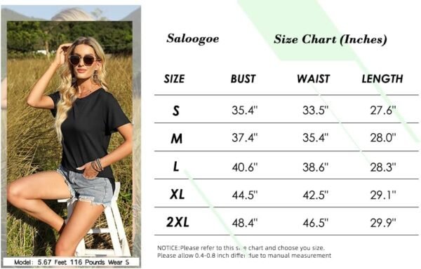 Saloogoe Womens Loose Fit Tshirts Short Sleeve Summer Tops Casual Workout Yoga Tunic T Shirts Tops - Image 5