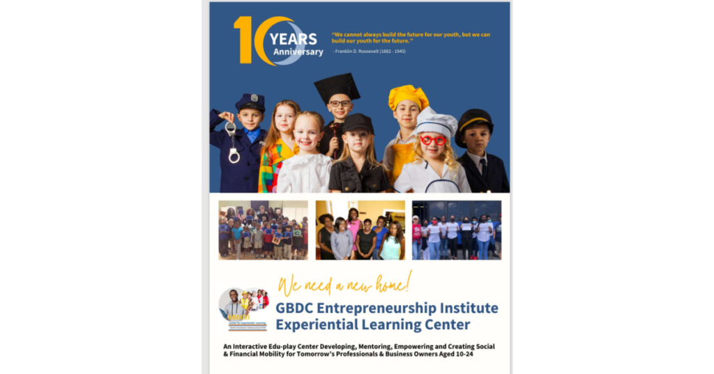 GBDC Entrepreneurship Institute Experiential Learning Center Invites Community to Celebrate 10th Anniversary with Day of Giving